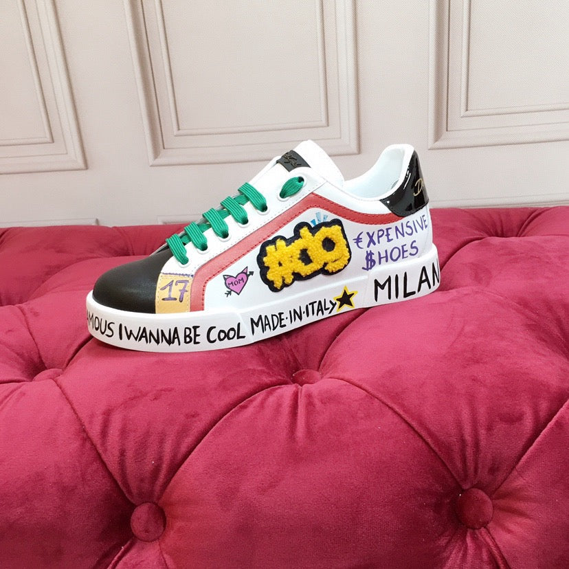 D*G 2026 Luxury Genuine Leather Casual Sneakers - Italian Designer Unisex Shoes