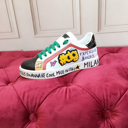 D*G 2026 Luxury Genuine Leather Casual Sneakers - Italian Designer Unisex Shoes