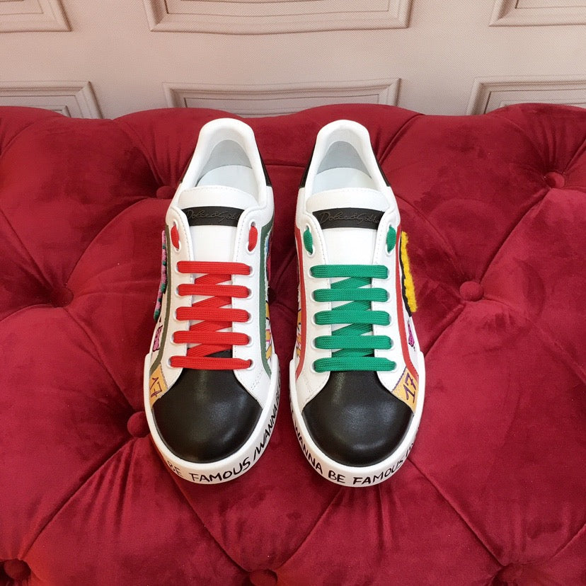 D*G 2026 Luxury Genuine Leather Casual Sneakers - Italian Designer Unisex Shoes