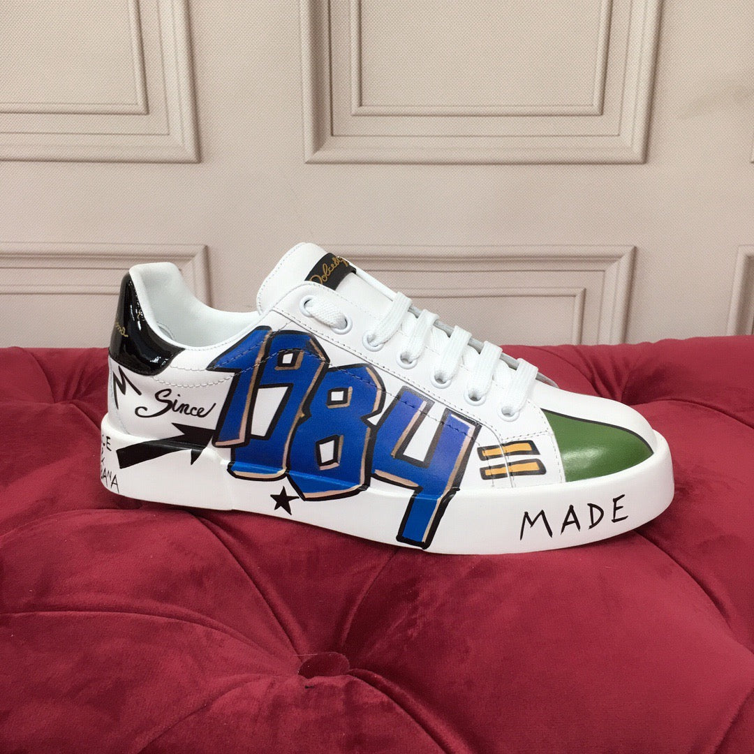 D*G 2026 Luxury Genuine Leather Casual Sneakers - Italian Designer Unisex Shoes