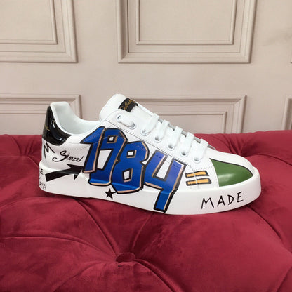 D*G 2026 Luxury Genuine Leather Casual Sneakers - Italian Designer Unisex Shoes
