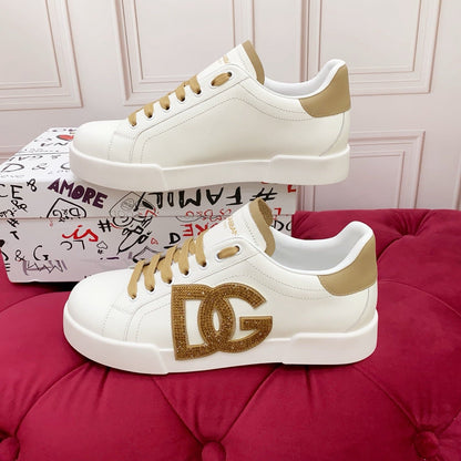 D*G 2026 Luxury Genuine Leather Casual Sneakers - Italian Designer Unisex Shoes