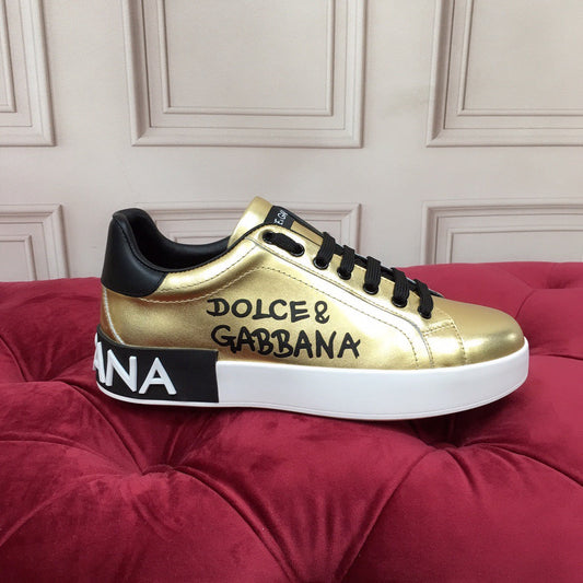 D*G 2026 Luxury Genuine Leather Casual Sneakers - Italian Designer Unisex Shoes