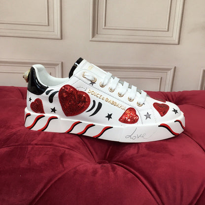 D*G 2026 Luxury Genuine Leather Casual Sneakers - Italian Designer Unisex Shoes
