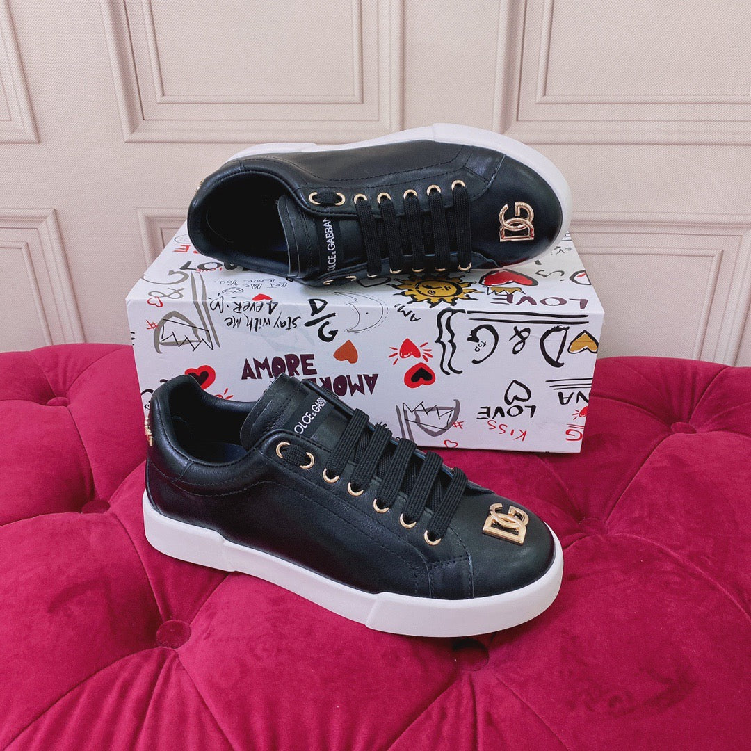 D*G 2026 Luxury Genuine Leather Casual Sneakers - Italian Designer Unisex Shoes