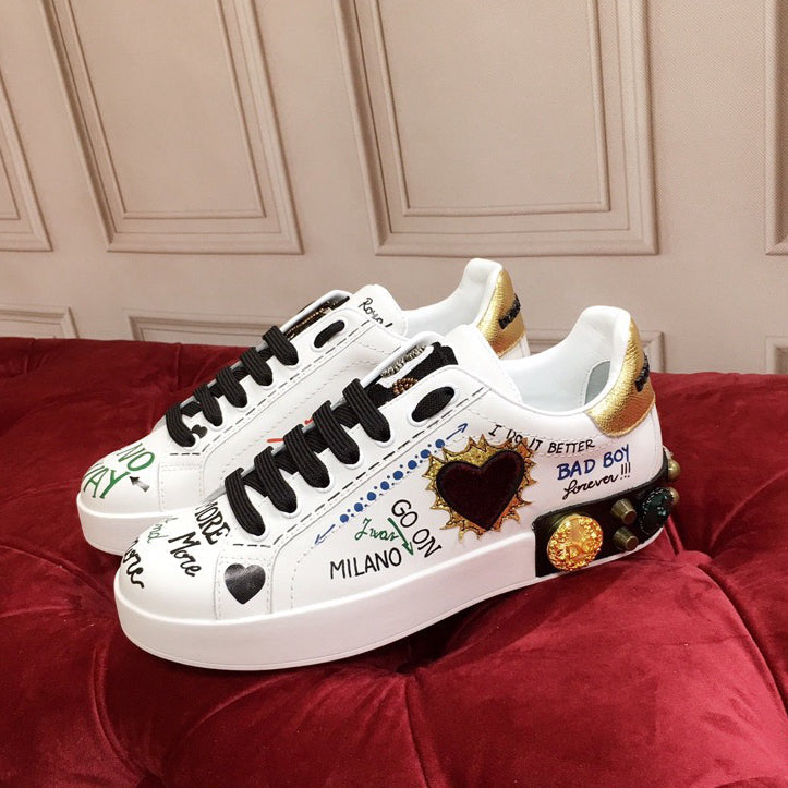 D*G 2026 Luxury Genuine Leather Casual Sneakers - Italian Designer Unisex Shoes