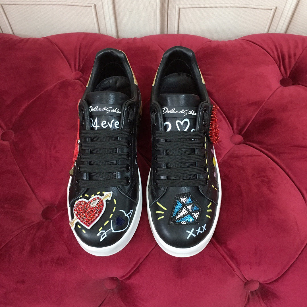 D*G 2026 Luxury Genuine Leather Casual Sneakers - Italian Designer Unisex Shoes