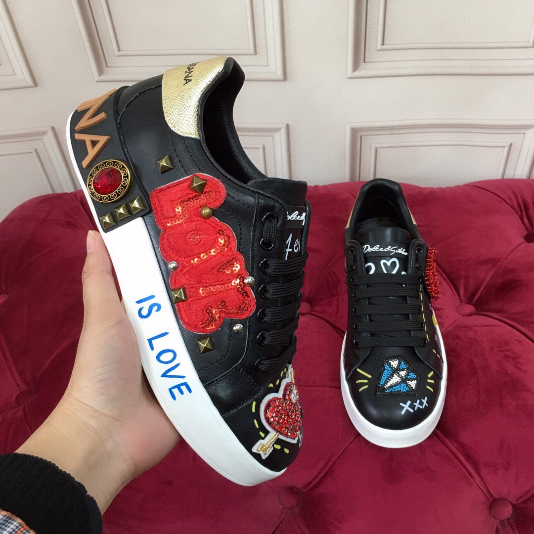 D*G 2026 Luxury Genuine Leather Casual Sneakers - Italian Designer Unisex Shoes