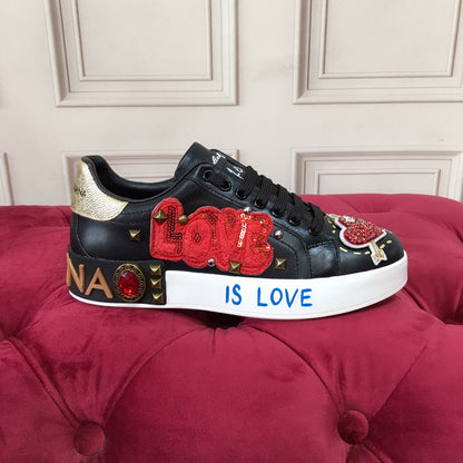 D*G 2026 Luxury Genuine Leather Casual Sneakers - Italian Designer Unisex Shoes