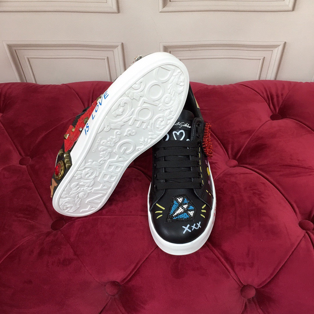 D*G 2026 Luxury Genuine Leather Casual Sneakers - Italian Designer Unisex Shoes