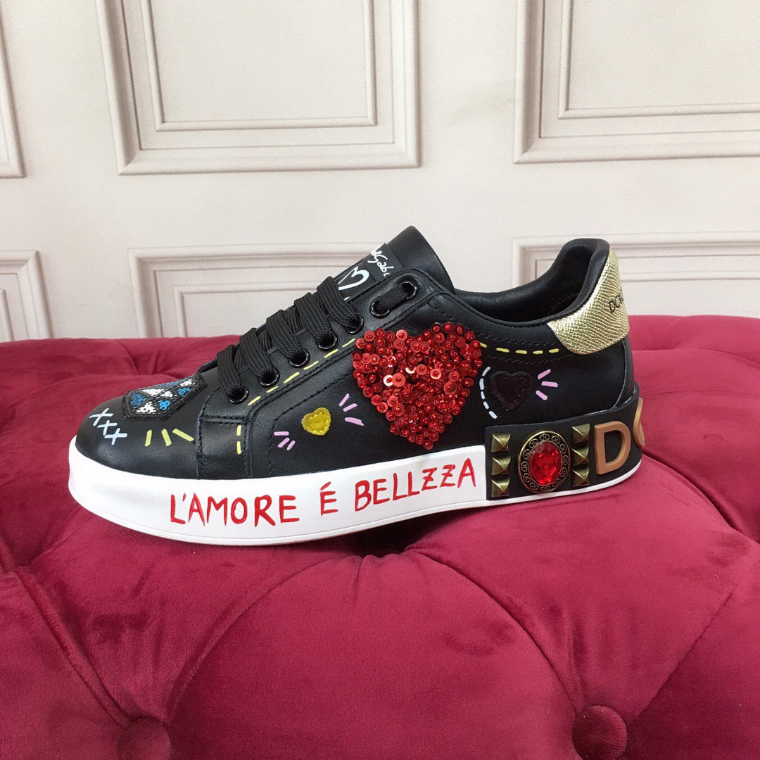 D*G 2026 Luxury Genuine Leather Casual Sneakers - Italian Designer Unisex Shoes
