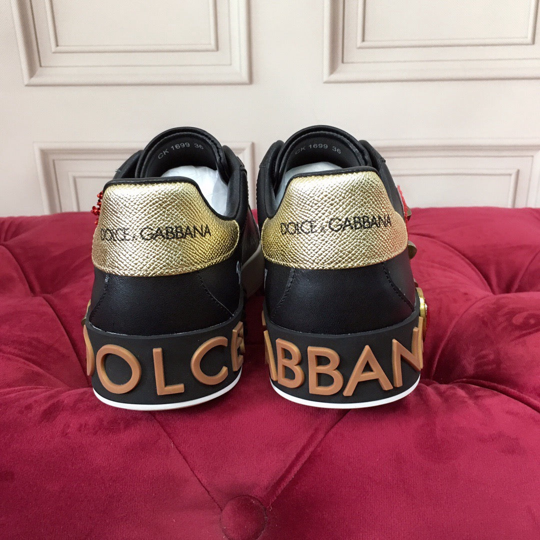 D*G 2026 Luxury Genuine Leather Casual Sneakers - Italian Designer Unisex Shoes