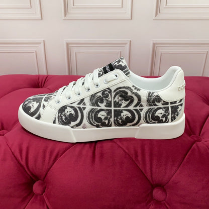 D*G 2026 Premium Leather Casual Sneakers - Designer Unisex Shoes in 2 White Styles