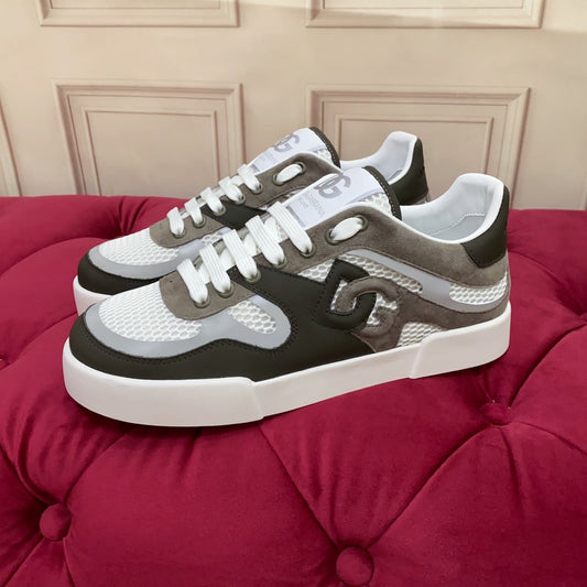 D*G 2026 Premium Leather Casual Sneakers - Designer Unisex Shoes in Blue & Black