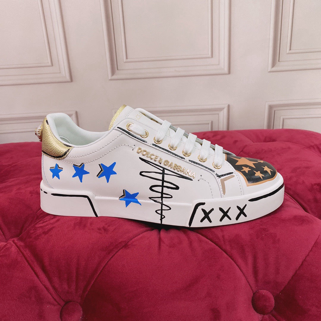 D*G 2026 Luxury Genuine Leather Casual Sneakers - Italian Designer Unisex Shoes