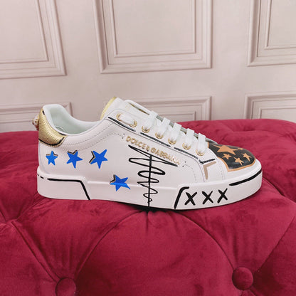 D*G 2026 Luxury Genuine Leather Casual Sneakers - Italian Designer Unisex Shoes
