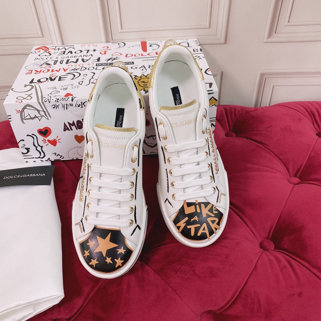 D*G 2026 Luxury Genuine Leather Casual Sneakers - Italian Designer Unisex Shoes