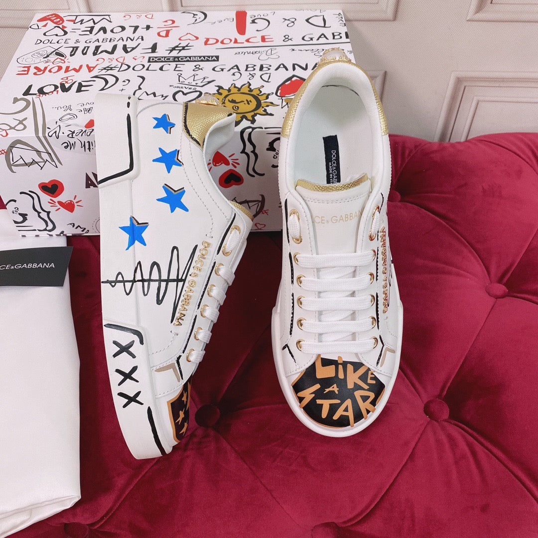 D*G 2026 Luxury Genuine Leather Casual Sneakers - Italian Designer Unisex Shoes