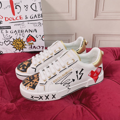 D*G 2026 Luxury Genuine Leather Casual Sneakers - Italian Designer Unisex Shoes