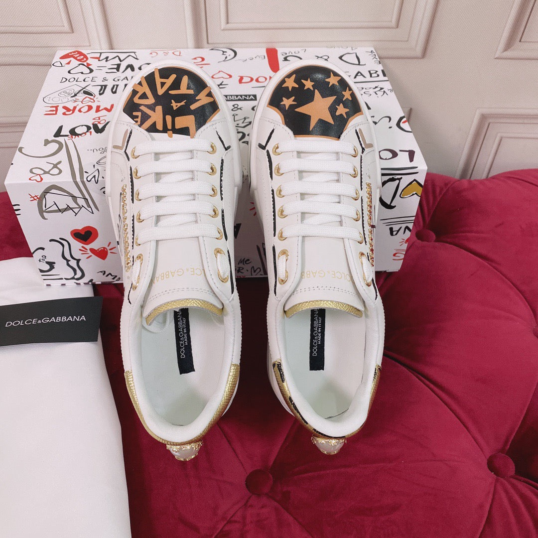 D*G 2026 Luxury Genuine Leather Casual Sneakers - Italian Designer Unisex Shoes