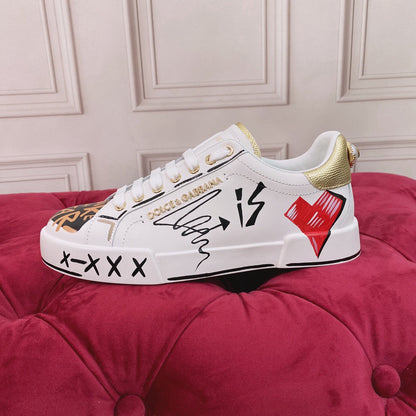 D*G 2026 Luxury Genuine Leather Casual Sneakers - Italian Designer Unisex Shoes