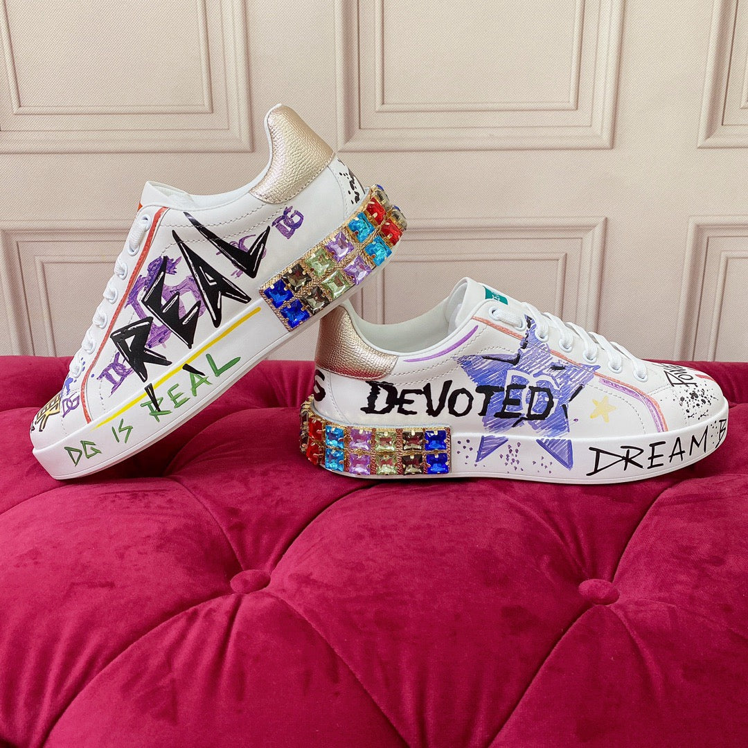D*G 2026 Luxury Genuine Leather Casual Sneakers - Italian Designer Unisex Shoes