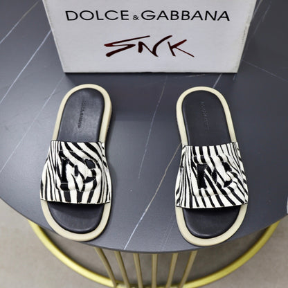 D*G 2026 Premium Leather Camouflage Slippers - Designer Men's Slides in 2 Patterns