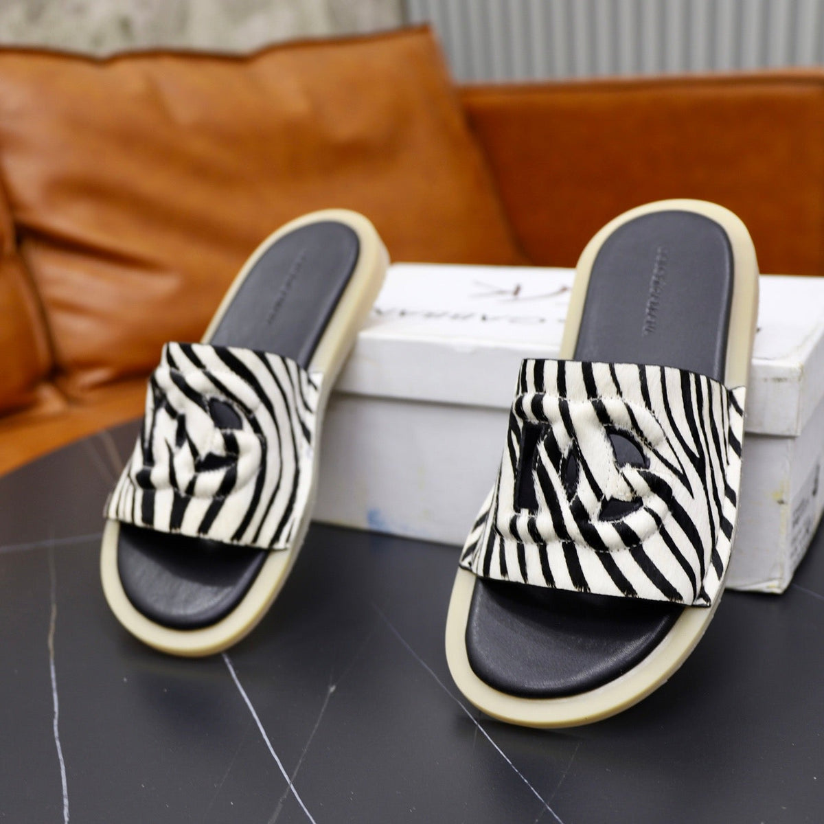 D*G 2026 Premium Leather Camouflage Slippers - Designer Men's Slides in 2 Patterns