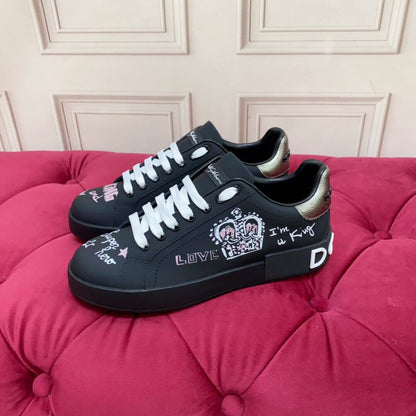D*G 2026 Luxury Genuine Leather Casual Sneakers - Italian Designer Unisex Shoes