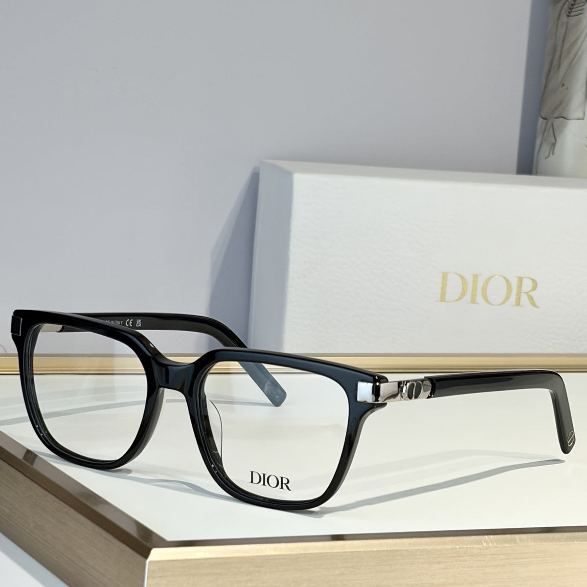 D**R Square Optical Eyeglasses Frame | Transparent Grey Acetate, Clear Lenses & Silver CD Logo Hinge | 6 Colorways