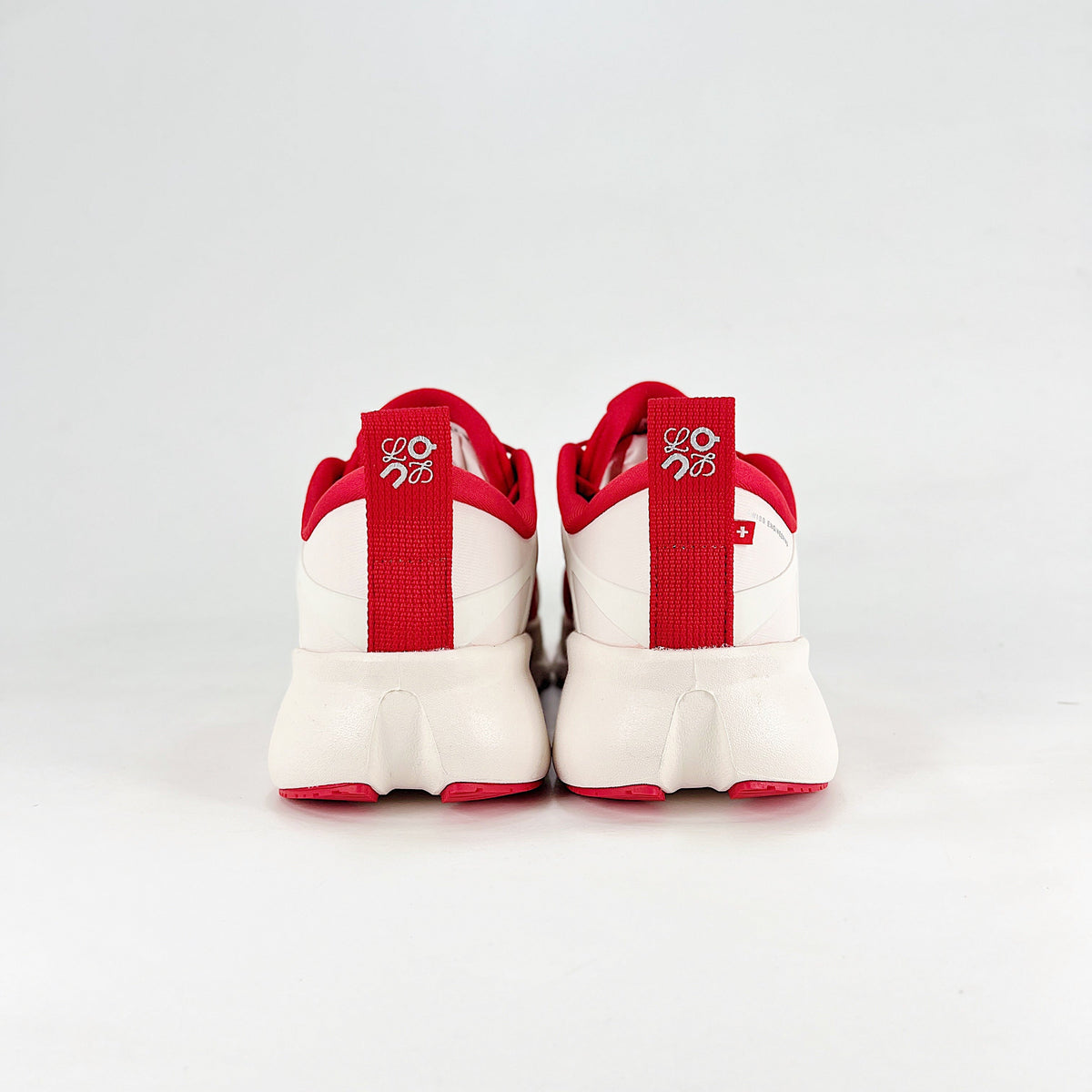 Loewe × On Cloudsolo – Unisex Lightweight Breathable Luxury Collaborative Running Shoes | Scarlet Red & Cream