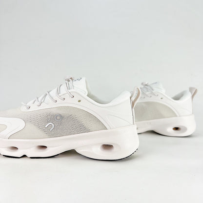 Loewe × On Cloudsolo – Unisex Lightweight Breathable Luxury Collaborative Running Shoes | White & Pearl Silver