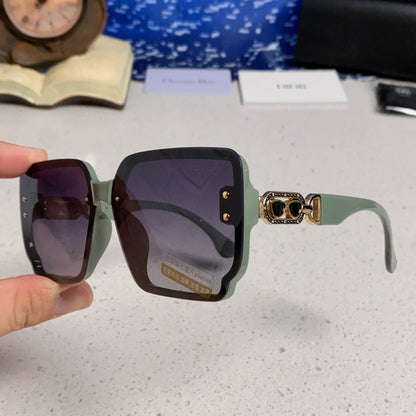 D**R Oversized Square Sunglasses | Mint Green Frame, Gold CD Logo Temple & Blue-Grey Gradient Lenses