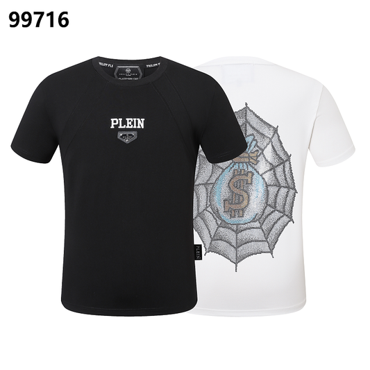 P**P Men's Minimalist Logo Emblem T-Shirt | Black White