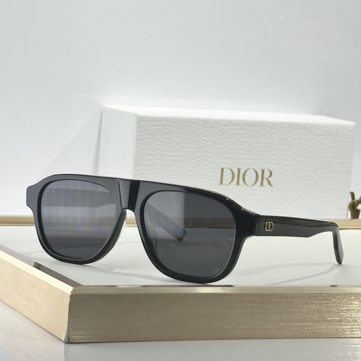 D**R BlackSuit Square Pilot Sunglasses | Black Acetate Frame, Dark Grey Lenses | Multiple Colors