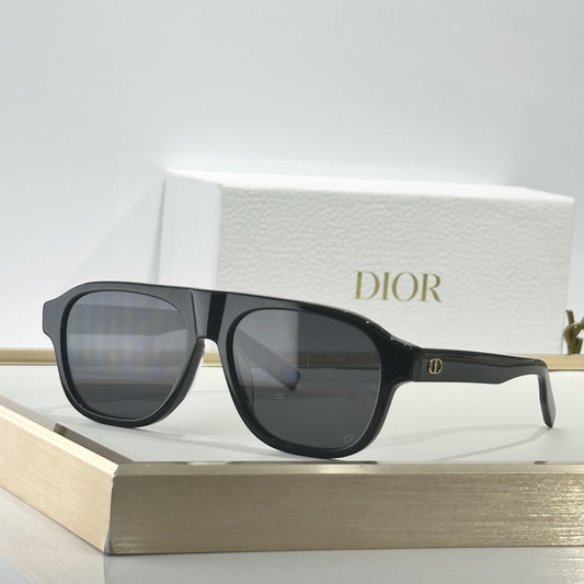 D**R BlackSuit Square Pilot Sunglasses | Black Acetate Frame, Dark Grey Lenses | Multiple Colors