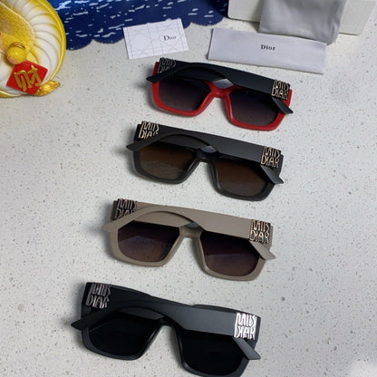 D**R MissDior Thick Square Sunglasses | Black Acetate Frame, Brown Gradient Lenses & Bold Logo Temple