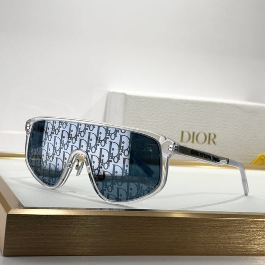 D**R Oversized Shield Visor Sunglasses | Dior Oblique Monogram Print One-Piece Lens, Crystal & Black Acetate Frame | 6 Colors