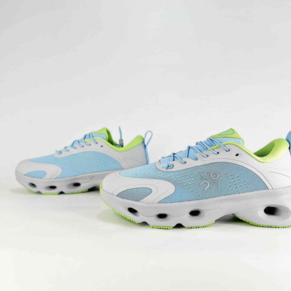 Loewe × On Cloudsolo – Unisex Lightweight Breathable Luxury Collaborative Running Shoes | Ice Blue & Lime Green