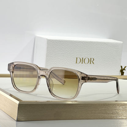 D**R Square Sunglasses | Transparent Champagne Frame, Honey Brown Gradient Lenses & Black CD Logo Hinge | 6 Colorways